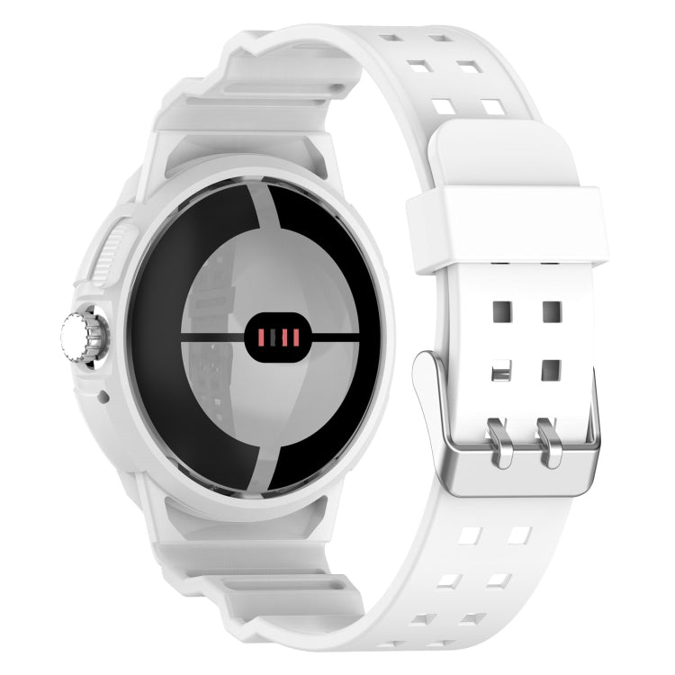 For Google Pixel Watch 2 Integrated Fully Enclosed Silicone Watch Band(White) - Watch Bands by PMC TechLife | Online Shopping South Africa | PMC TechLife