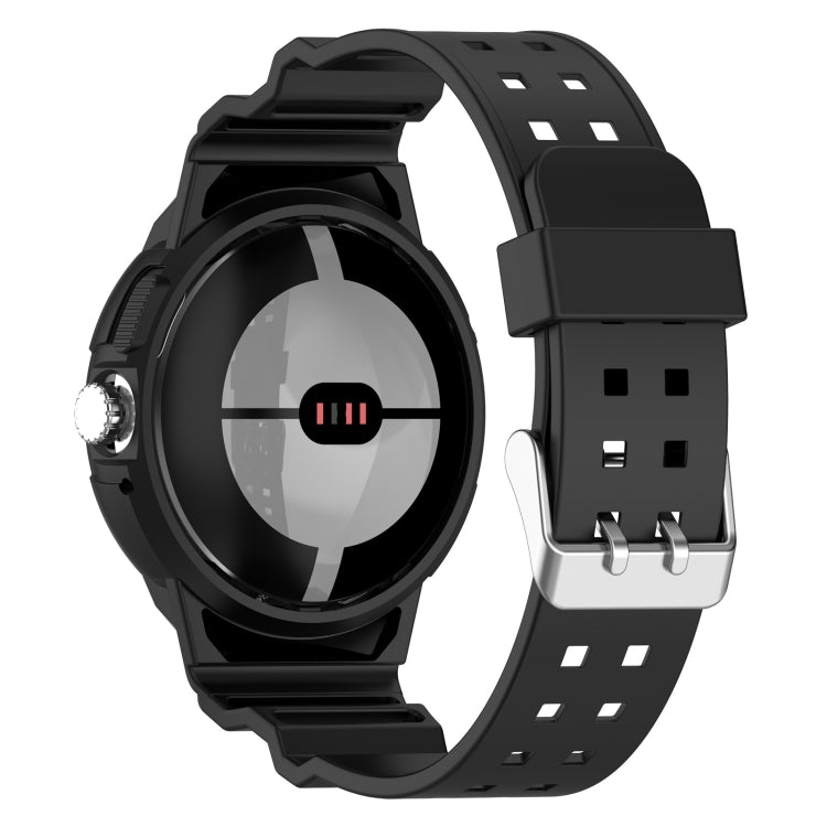 For Google Pixel Watch 2 Integrated Fully Enclosed Silicone Watch Band(Black) - Watch Bands by PMC TechLife | Online Shopping South Africa | PMC TechLife