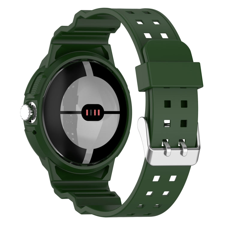 For Google Pixel Watch 2 Integrated Fully Enclosed Silicone Watch Band(Army Green) - Watch Bands by PMC TechLife | Online Shopping South Africa | PMC TechLife