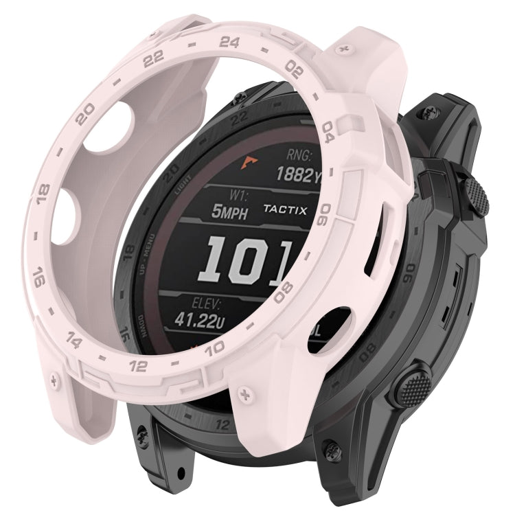 For Garmin Tactix 7 Amoled Armor Hollow TPU Watch Protective Case(Light Pink) - Watch Cases by PMC TechLife | Online Shopping South Africa | PMC TechLife