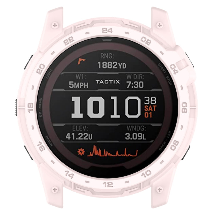 For Garmin Tactix 7 Amoled Armor Hollow TPU Watch Protective Case(Light Pink) - Watch Cases by PMC TechLife | Online Shopping South Africa | PMC TechLife
