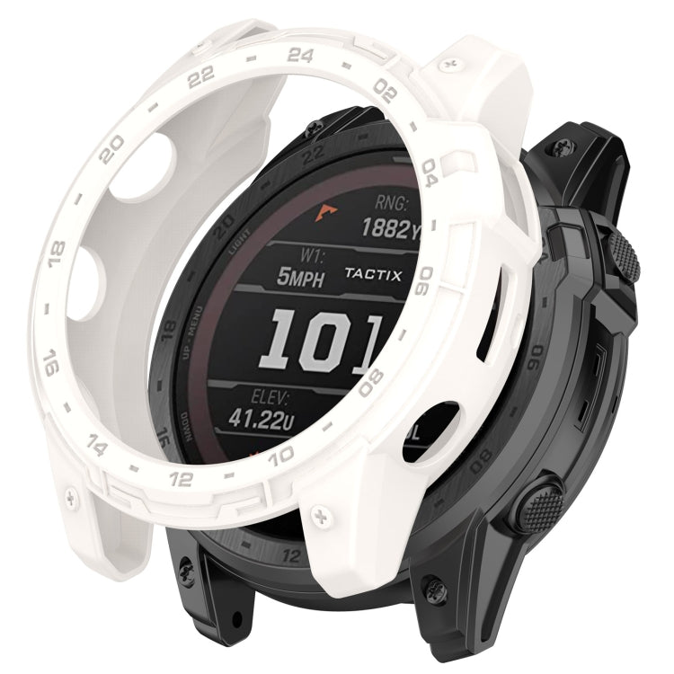For Garmin Tactix 7 Amoled Armor Hollow TPU Watch Protective Case(Ivory White) - Watch Cases by PMC TechLife | Online Shopping South Africa | PMC TechLife