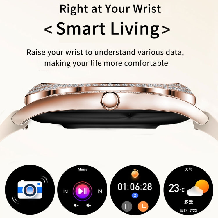 V66 1.28inch BT5.0 Smart Watch Support Heart Rate/ Sleep Detection, Style:Silicone Strap(Gold) - Smart Watches by PMC TechLife | Online Shopping South Africa | PMC TechLife | Buy Now Pay Later Mobicred