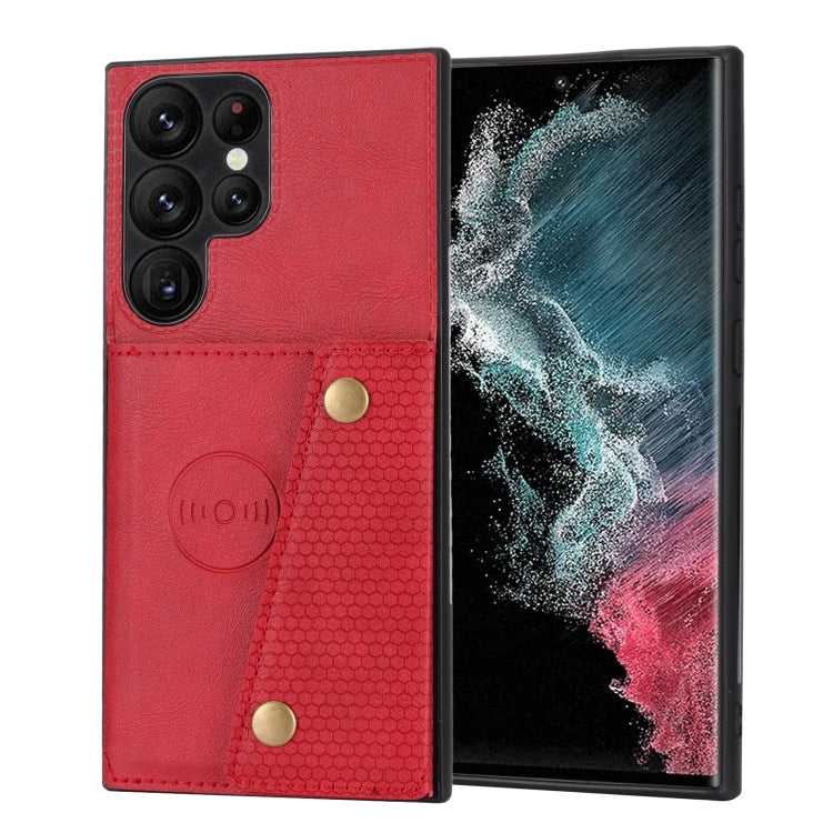 For Samsung Galaxy S24 Ultra 5G Double Buckle Card Slots Magnetic Phone Case(Red) - Galaxy S24 Ultra 5G Cases by PMC TechLife | Online Shopping South Africa | PMC TechLife | Buy Now Pay Later Mobicred