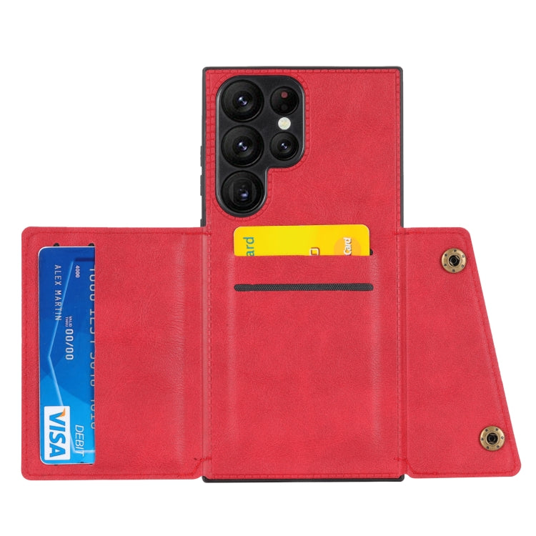 For Samsung Galaxy S24 Ultra 5G Double Buckle Card Slots Magnetic Phone Case(Red) - Galaxy S24 Ultra 5G Cases by PMC TechLife | Online Shopping South Africa | PMC TechLife | Buy Now Pay Later Mobicred