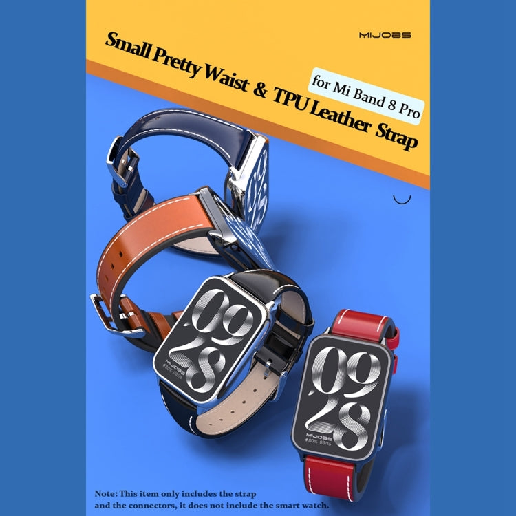 For Xiaomi Smart Band 9 Pro / 8 Pro Mijobs Genuine Leather Slim Watch Band(Orange Silver) - Watch Bands by MIJOBS | Online Shopping South Africa | PMC TechLife | Buy Now Pay Later Mobicred