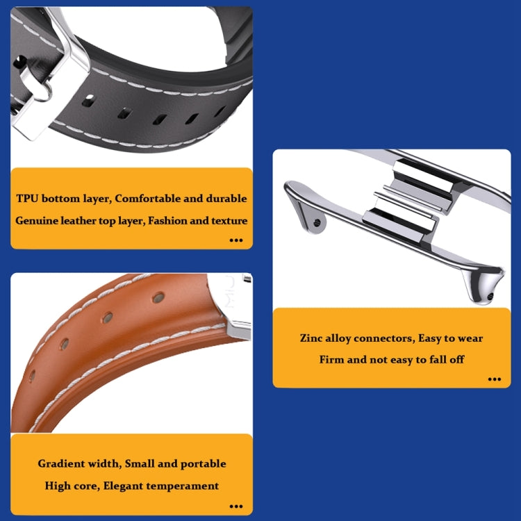 For Xiaomi Smart Band 9 Pro / 8 Pro Mijobs Genuine Leather Slim Watch Band(Wine Red Black) - Watch Bands by MIJOBS | Online Shopping South Africa | PMC TechLife | Buy Now Pay Later Mobicred