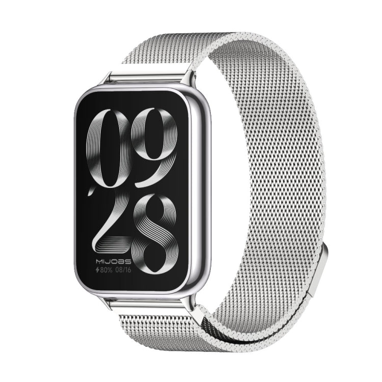 For Xiaomi Smart Band 9 Pro / 8 Pro Mijobs Milan Magnetic Stainless Steel Watch Band(Silver) - Watch Bands by MIJOBS | Online Shopping South Africa | PMC TechLife | Buy Now Pay Later Mobicred