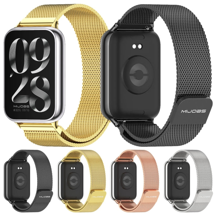 For Xiaomi Smart Band 9 Pro / 8 Pro Mijobs Milan Magnetic Stainless Steel Watch Band(Black) - Watch Bands by MIJOBS | Online Shopping South Africa | PMC TechLife | Buy Now Pay Later Mobicred