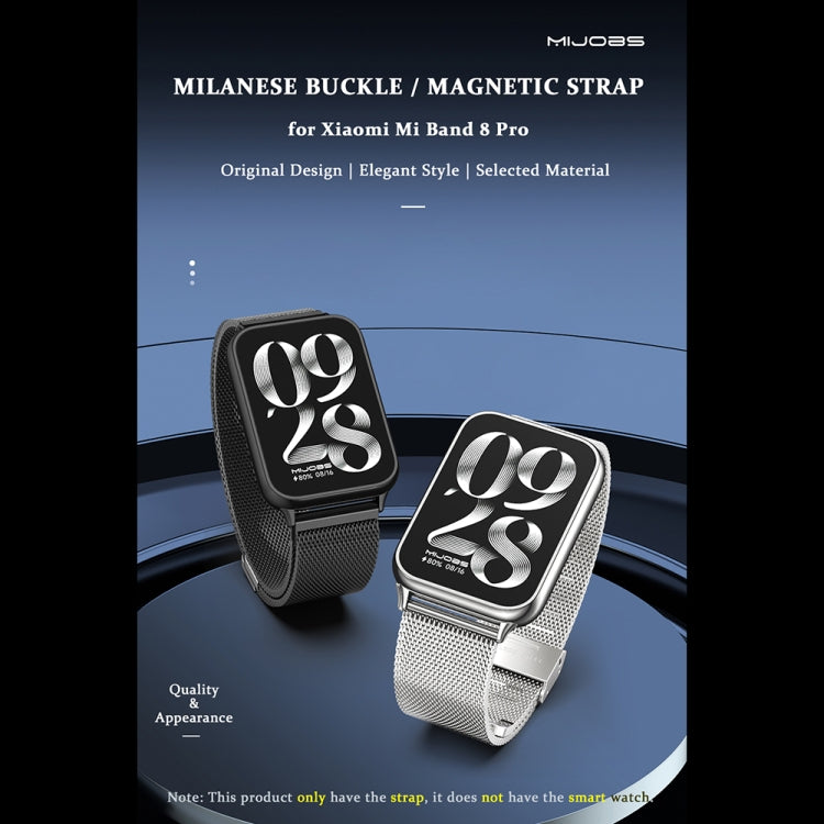 For Xiaomi Smart Band 9 Pro / 8 Pro Mijobs Milan Magnetic Stainless Steel Watch Band(Silver) - Watch Bands by MIJOBS | Online Shopping South Africa | PMC TechLife | Buy Now Pay Later Mobicred