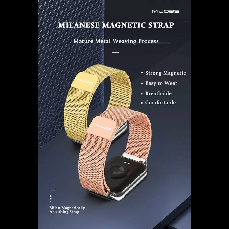 For Xiaomi Smart Band 9 Pro / 8 Pro Mijobs Milan Magnetic Stainless Steel Watch Band(Rose Gold) - Watch Bands by MIJOBS | Online Shopping South Africa | PMC TechLife | Buy Now Pay Later Mobicred