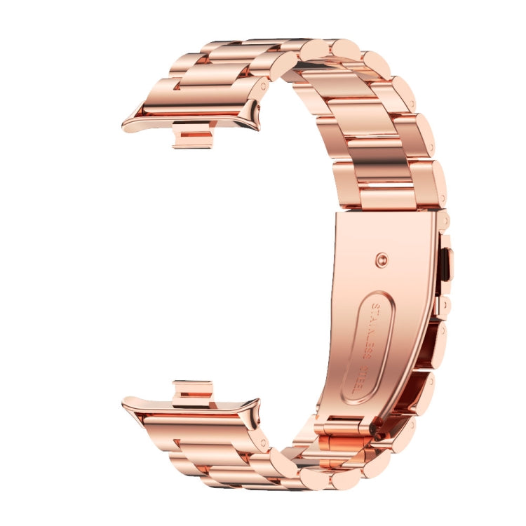 For Xiaomi Smart Band 9 Pro / 8 Pro Mijobs Three Beads Stainless Steel Watch Band(Rose Gold) - Watch Bands by MIJOBS | Online Shopping South Africa | PMC TechLife | Buy Now Pay Later Mobicred