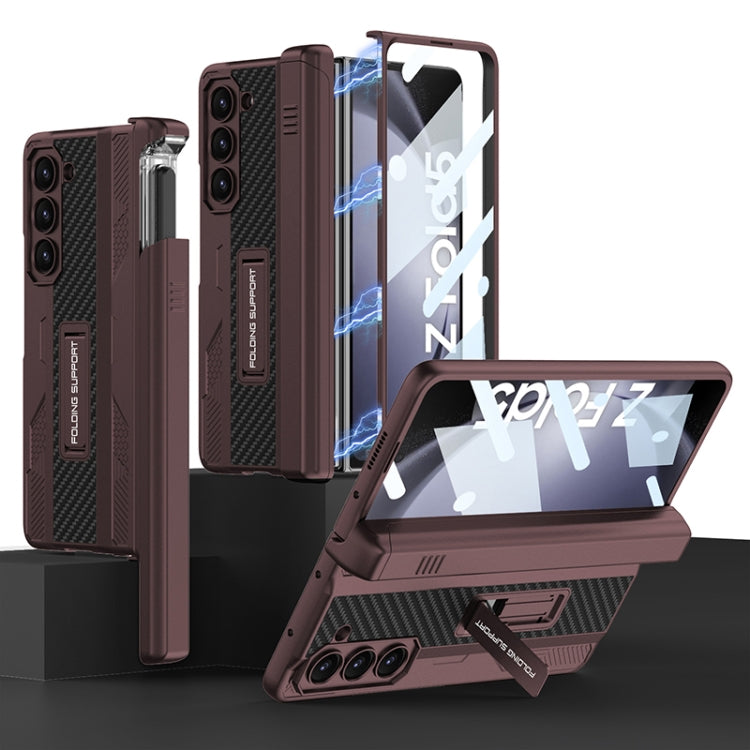 For Samsung Galaxy Z Fold5 GKK Integrated Folding Mech Shell PC Phone Case with Slide Pen Box(Wine Red) - free shipping - PMC TechLife - Order now!