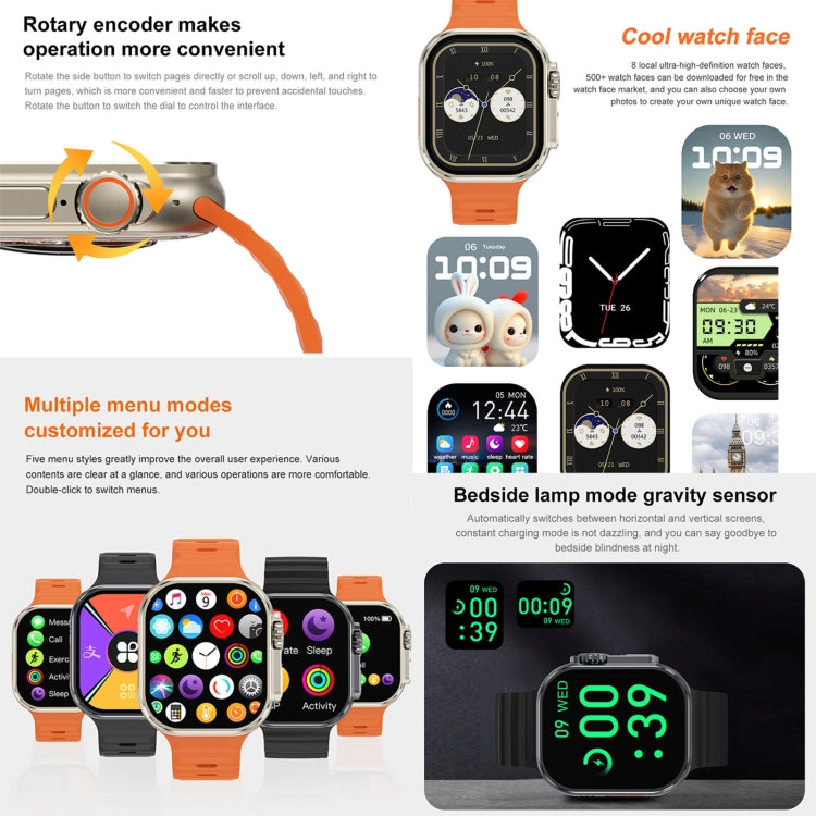 iW9 Ultra 2.04 inch Screen Smart Call Watch, BT Call / Heart Rate / Blood Pressure / Blood Oxygen(Grey Gold) - Smart Wristbands by PMC TechLife | Online Shopping South Africa | PMC TechLife