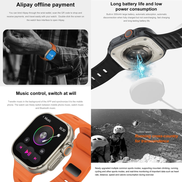 iW9 Ultra 2.04 inch Screen Smart Call Watch, BT Call / Heart Rate / Blood Pressure / Blood Oxygen(Grey Gold) - Smart Wristbands by PMC TechLife | Online Shopping South Africa | PMC TechLife