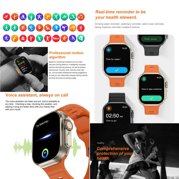 iW9 Ultra 2.04 inch Screen Smart Call Watch, BT Call / Heart Rate / Blood Pressure / Blood Oxygen(Orange Gold) - Smart Wristbands by PMC TechLife | Online Shopping South Africa | PMC TechLife