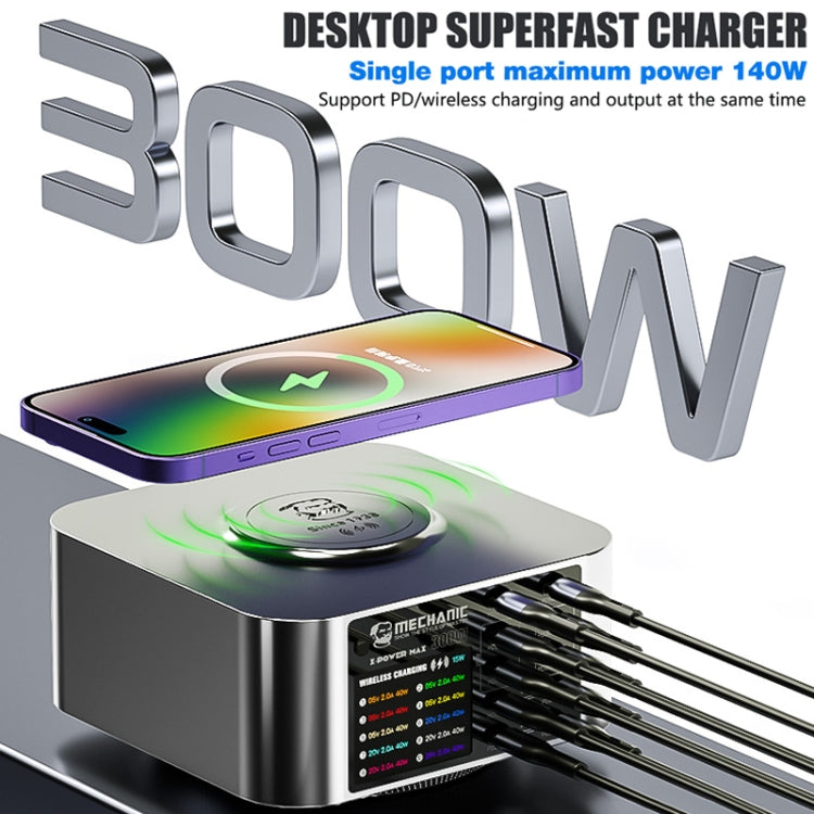 Mechanic X-Power Series Multiport Digital Display USB Charger Station with Wireless Charging, Total Power:300W(US Plug) - free shipping - PMC TechLife - Order now!