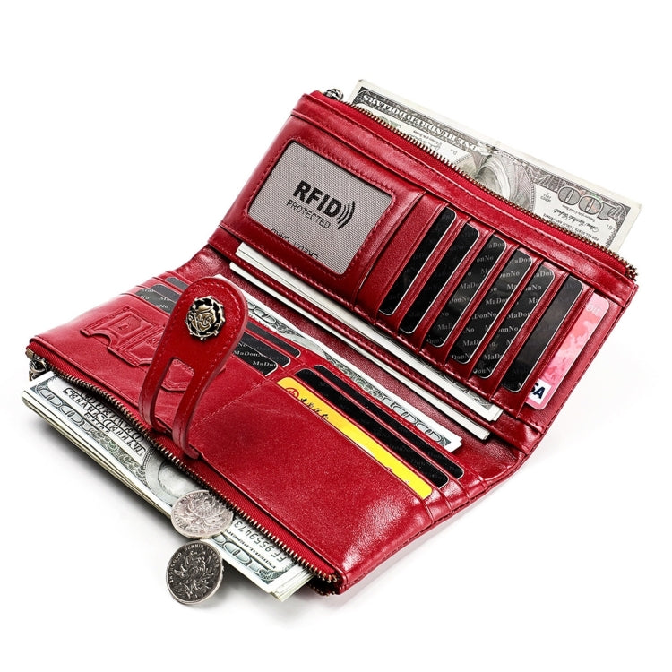 3513 Antimagnetic RFID Multi-function Retro Leather Lady Wallet Large-capacity Purse with Card Holder(Red) - Antimagnetic RFID Package by PMC TechLife | Online Shopping South Africa | PMC TechLife | Buy Now Pay Later Mobicred
