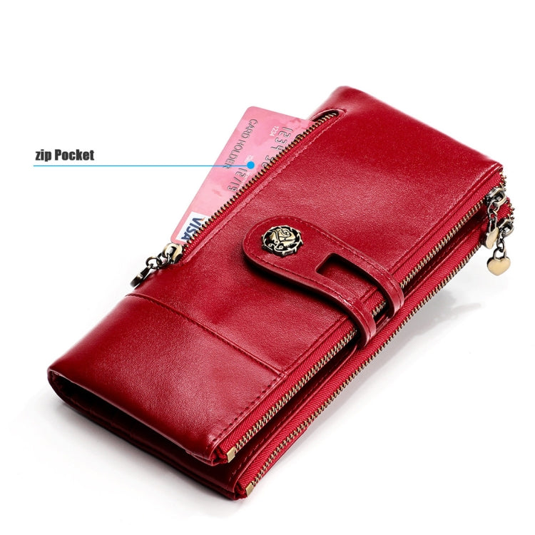3513 Antimagnetic RFID Multi-function Retro Leather Lady Wallet Large-capacity Purse with Card Holder(Red) - Antimagnetic RFID Package by PMC TechLife | Online Shopping South Africa | PMC TechLife | Buy Now Pay Later Mobicred