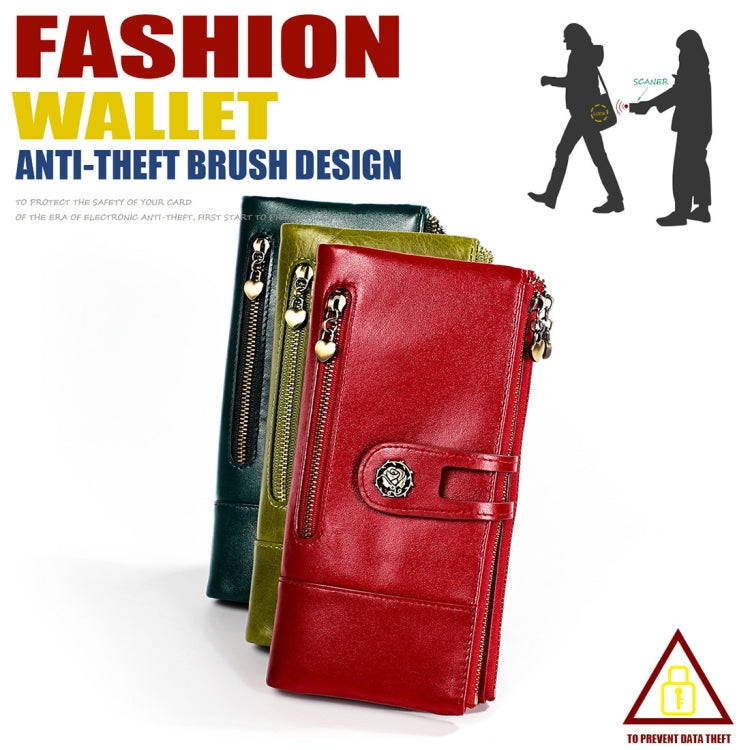 3513 Antimagnetic RFID Multi-function Retro Leather Lady Wallet Large-capacity Purse with Card Holder(Red) - Antimagnetic RFID Package by PMC TechLife | Online Shopping South Africa | PMC TechLife | Buy Now Pay Later Mobicred
