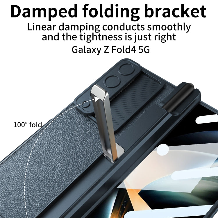 For Samsung Galaxy Z Fold4 GKK Magnetic Hinge Flip Leather Phone Case with Holder(Blue) - free shipping - PMC TechLife - Order now!