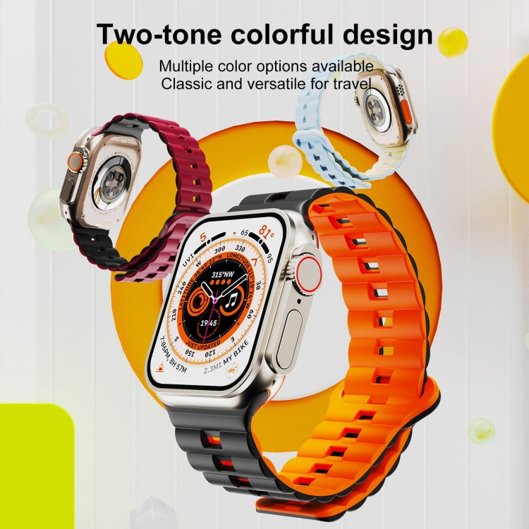 For Apple Watch Series 3 42mm Reverse Buckle Two Color Magnetic Silicone Watch Band(Grey+Orange) - free shipping - PMC TechLife - Order now!