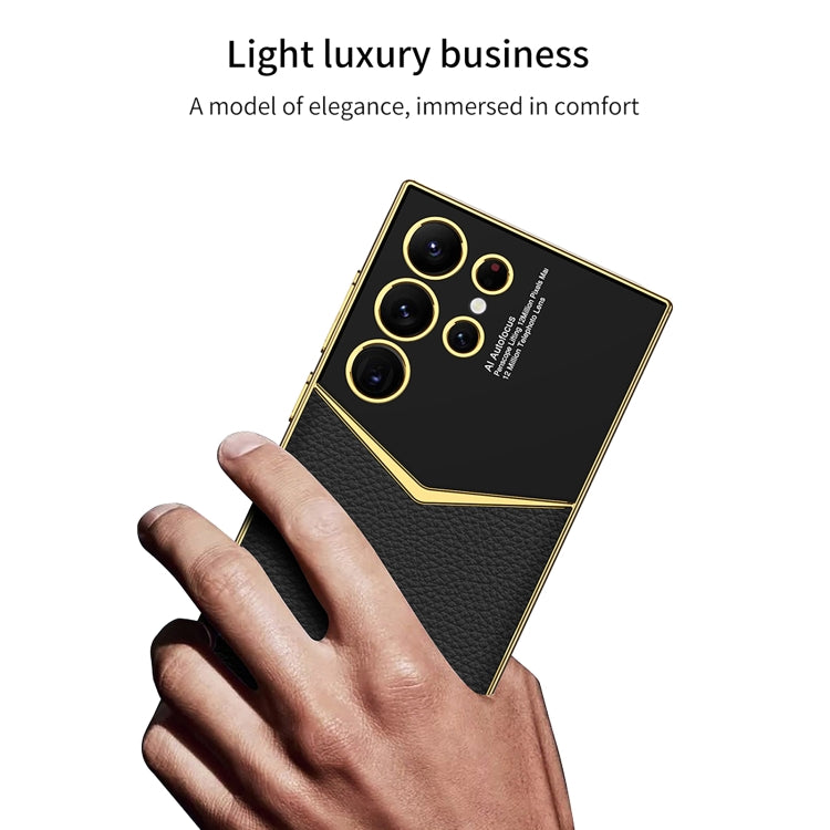 For Samsung Galaxy S24 Ultra 5G GKK Plating Soft TPU + Leather Full Coverage Phone Case without Pen(Carbon Fibre) - free shipping - PMC TechLife - Order now!