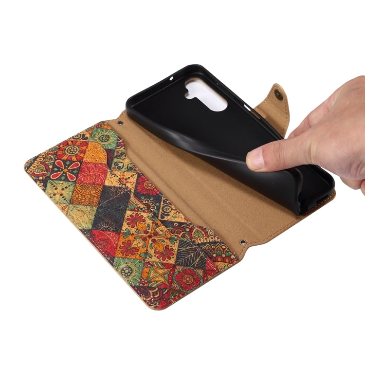 For Samsung Galaxy S23 FE Denior Flower Language Series Cork Fabric Oil Edge Leather Phone Case(Spring) - Galaxy S23 FE 5G Cases by Denior | Online Shopping South Africa | PMC TechLife | Buy Now Pay Later Mobicred