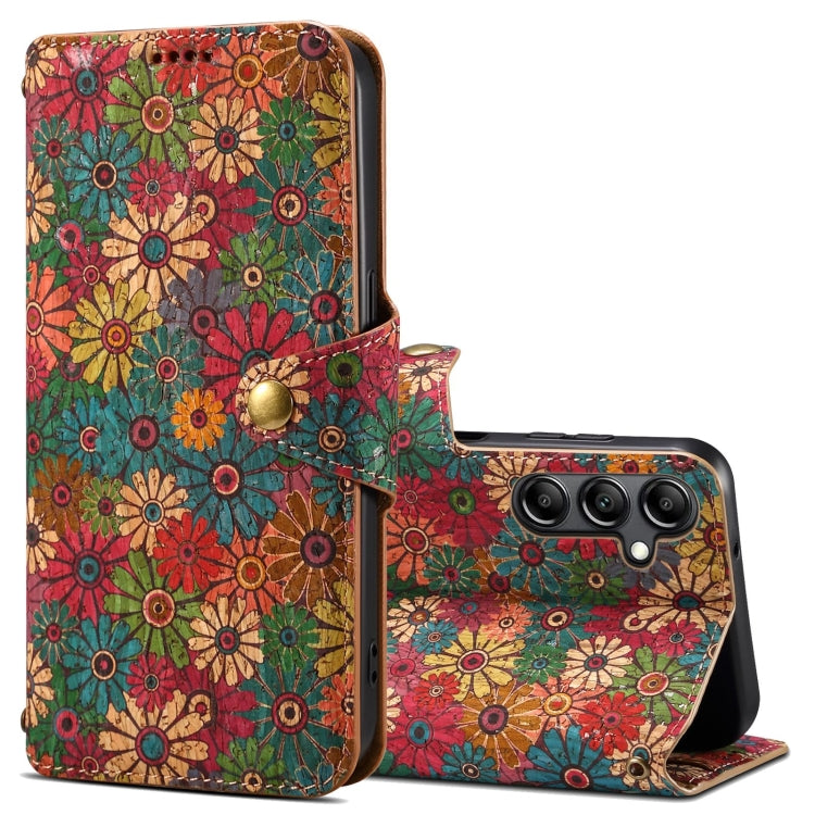 For Samsung Galaxy A14 5G Denior Flower Language Series Cork Fabric Oil Edge Leather Phone Case(Spring) - Galaxy Phone Cases by Denior | Online Shopping South Africa | PMC TechLife | Buy Now Pay Later Mobicred