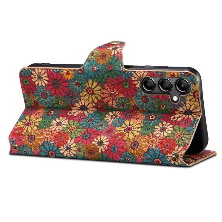 For Samsung Galaxy A14 5G Denior Flower Language Series Cork Fabric Oil Edge Leather Phone Case(Spring) - Galaxy Phone Cases by Denior | Online Shopping South Africa | PMC TechLife | Buy Now Pay Later Mobicred