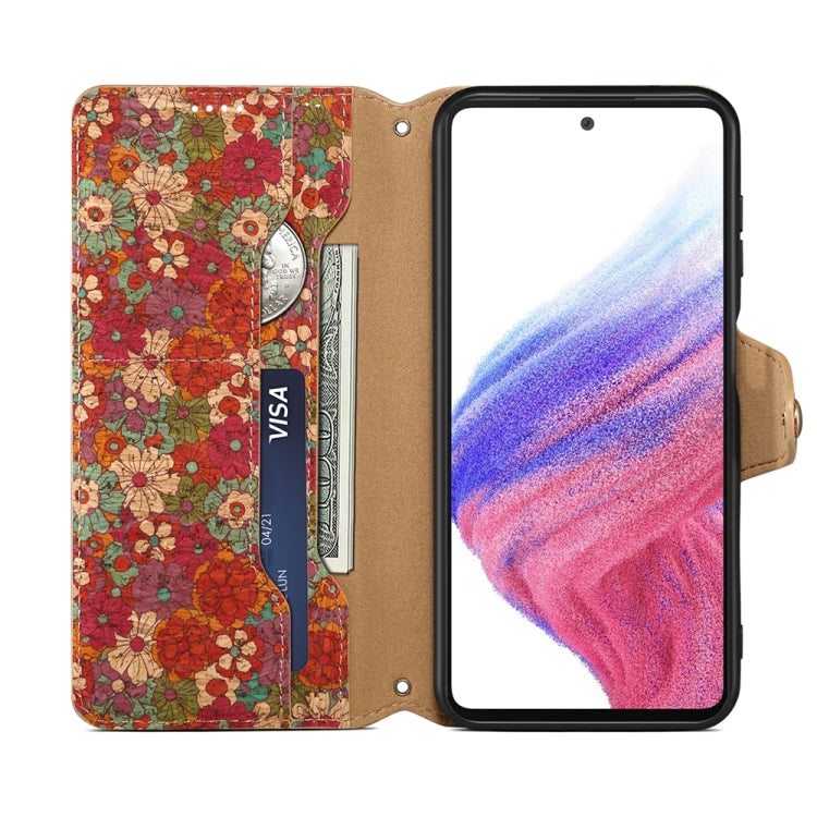 For Samsung Galaxy A14 5G Denior Flower Language Series Cork Fabric Oil Edge Leather Phone Case(Summer) - free shipping - PMC TechLife - Order now!