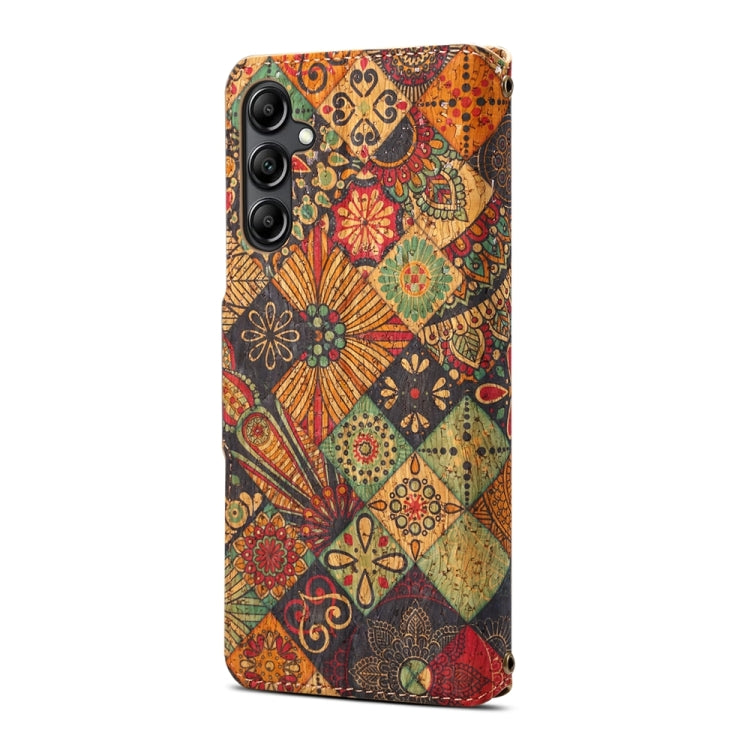 For Samsung Galaxy A14 5G Denior Flower Language Series Cork Fabric Oil Edge Leather Phone Case(Autumn) - Galaxy Phone Cases by Denior | Online Shopping South Africa | PMC TechLife | Buy Now Pay Later Mobicred