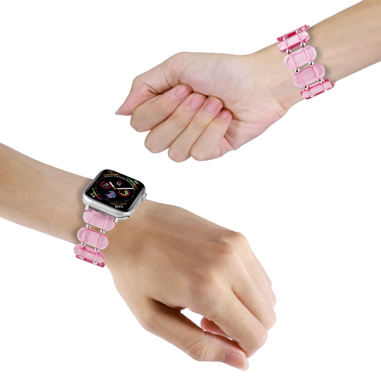 For Apple Watch SE 2023 44mm Stretch Resin Watch Band(Transparent Pink) - free shipping - PMC TechLife - Order now!