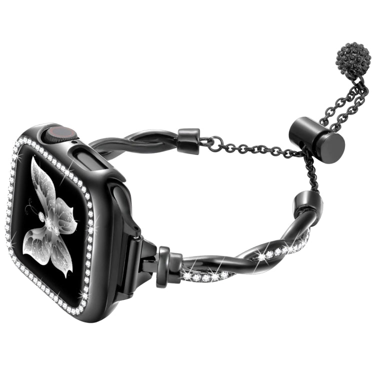 For Apple Watch Ultra 49mm Twist Bracelet Diamond Metal Watch Band(Black) - free shipping - PMC TechLife - Order now!