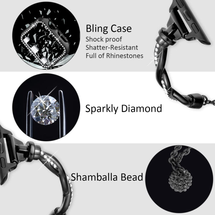 For Apple Watch Ultra 49mm Twist Bracelet Diamond Metal Watch Band(Black) - free shipping - PMC TechLife - Order now!