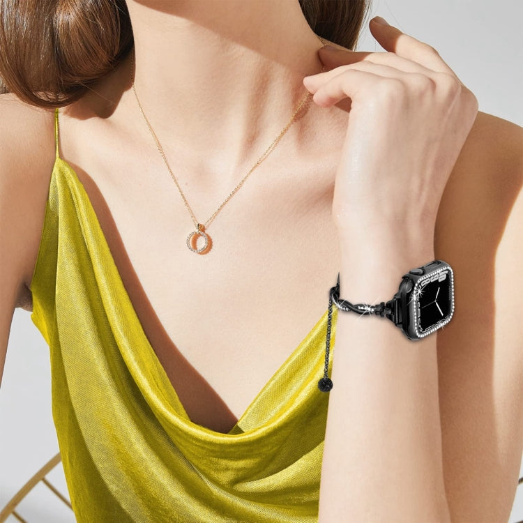 For Apple Watch Ultra 49mm Twist Bracelet Diamond Metal Watch Band(Black) - free shipping - PMC TechLife - Order now!