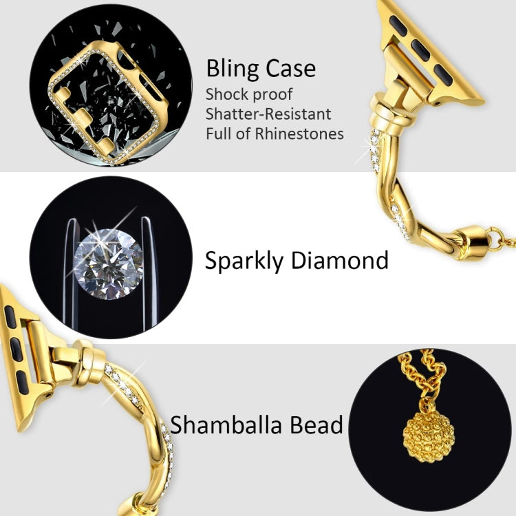 For Apple Watch Series 8 45mm Twist Bracelet Diamond Metal Watch Band(Gold) - free shipping - PMC TechLife - Order now!