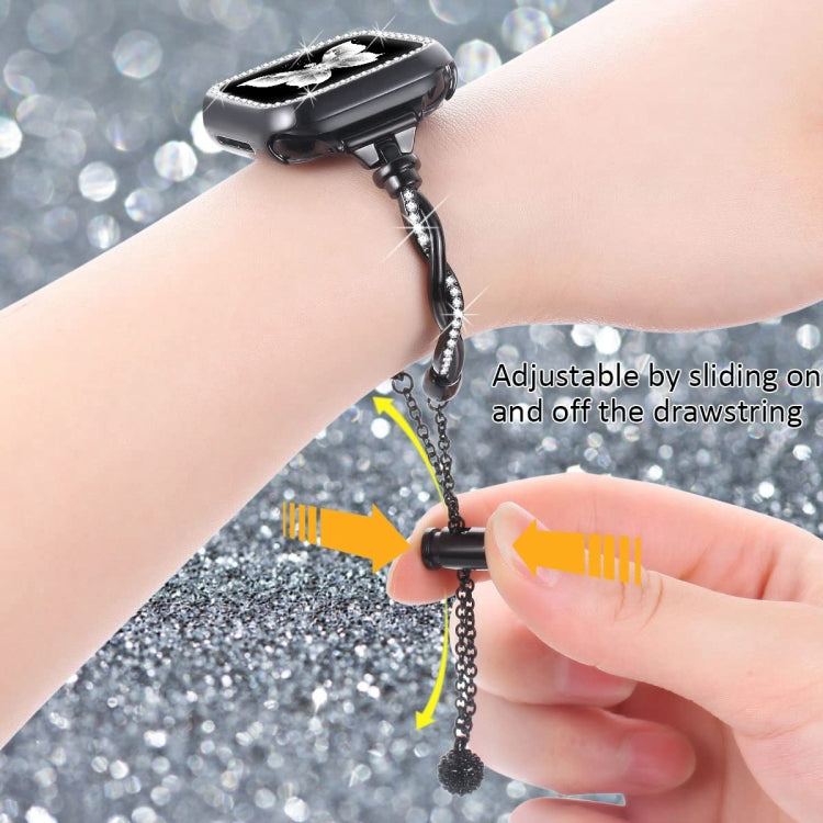 For Apple Watch Series 4 44mm Twist Bracelet Diamond Metal Watch Band(Black) - free shipping - PMC TechLife - Order now!
