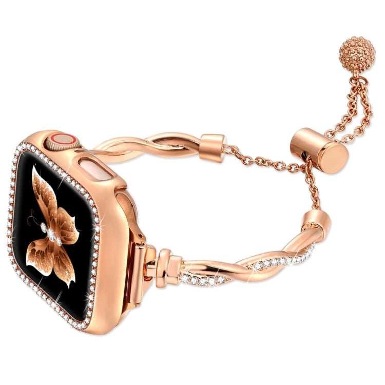 For Apple Watch Series 3 38mm Twist Bracelet Diamond Metal Watch Band(Rose Gold) - free shipping - PMC TechLife - Order now!