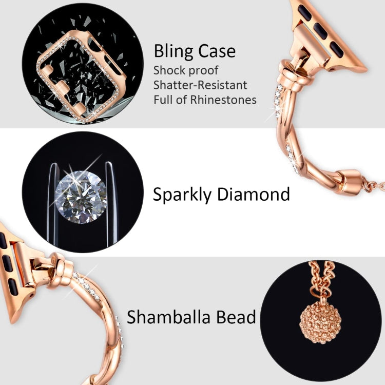For Apple Watch Series 3 42mm Twist Bracelet Diamond Metal Watch Band(Rose Gold) - free shipping - PMC TechLife - Order now!