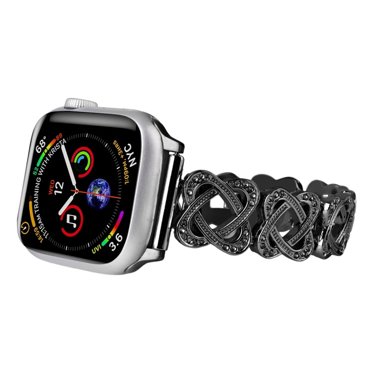 For Apple Watch SE 40mm Hearts Crossed Diamond Metal Watch Band(Black) - free shipping - PMC TechLife - Order now!