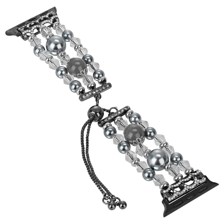 For Apple Watch 42mm Beaded Onyx Retractable Chain Watch Band(Grey) - free shipping - PMC TechLife - Order now!