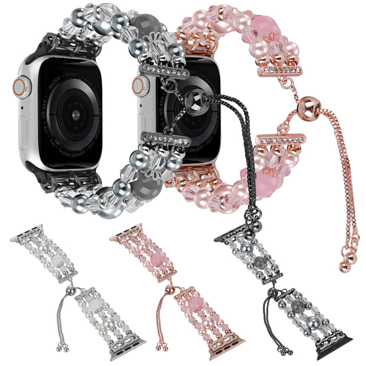 For Apple Watch Series 2 42mm Beaded Onyx Retractable Chain Watch Band(Pink) - free shipping - PMC TechLife - Order now!