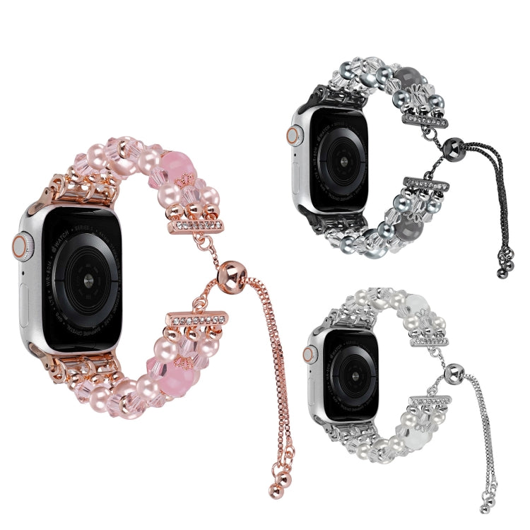 For Apple Watch Series 2 42mm Beaded Onyx Retractable Chain Watch Band(Pink) - free shipping - PMC TechLife - Order now!