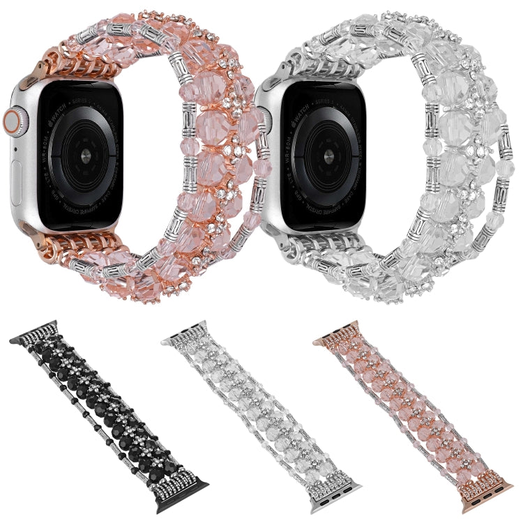 For Apple Watch SE 2022 44mm Beaded Diamond Bracelet Watch Band(Pink) - free shipping - PMC TechLife - Order now!