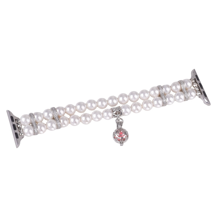 For Apple Watch Series 9 41mm Beaded Dual Row Pearl Bracelet Watch Band(White) - free shipping - PMC TechLife - Order now!