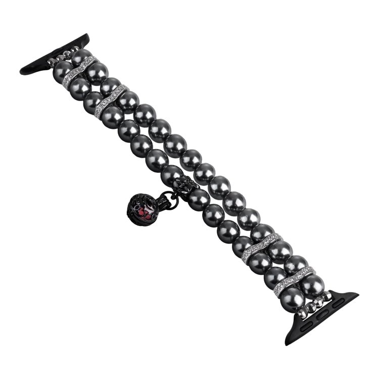 For Apple Watch 6 40mm Beaded Dual Row Pearl Bracelet Watch Band(Black) - free shipping - PMC TechLife - Order now!