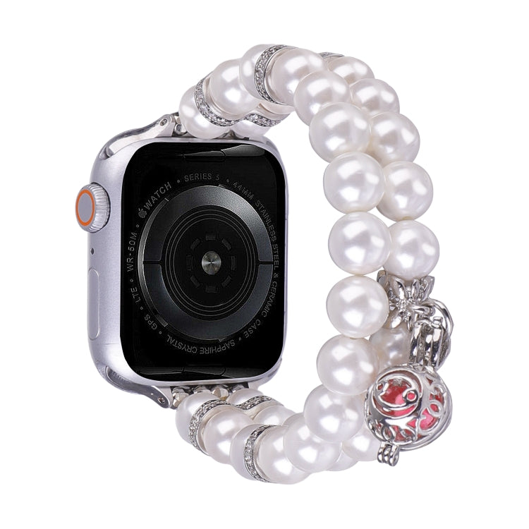 For Apple Watch Series 5 44mm Beaded Dual Row Pearl Bracelet Watch Band(White) - free shipping - PMC TechLife - Order now!