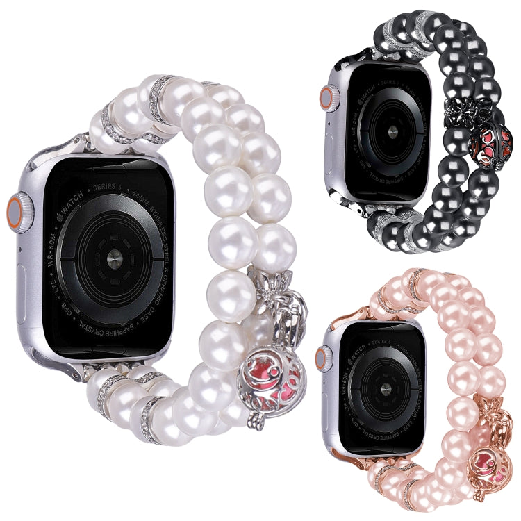 For Apple Watch 42mm Beaded Dual Row Pearl Bracelet Watch Band(Black) - free shipping - PMC TechLife - Order now!