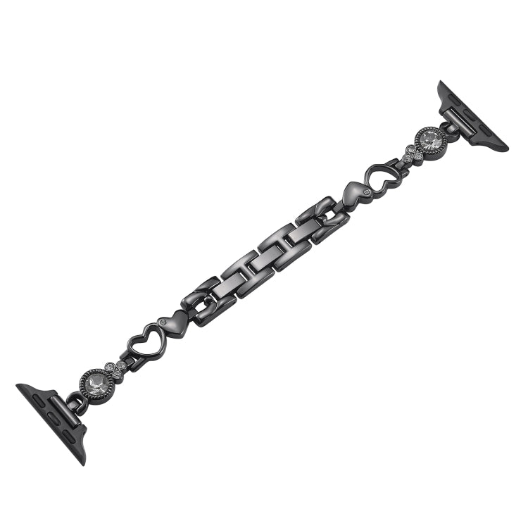 For Apple Watch Series 7 45mm Diamond Hearts Metal Chain Watch Band(Black) - free shipping - PMC TechLife - Order now!